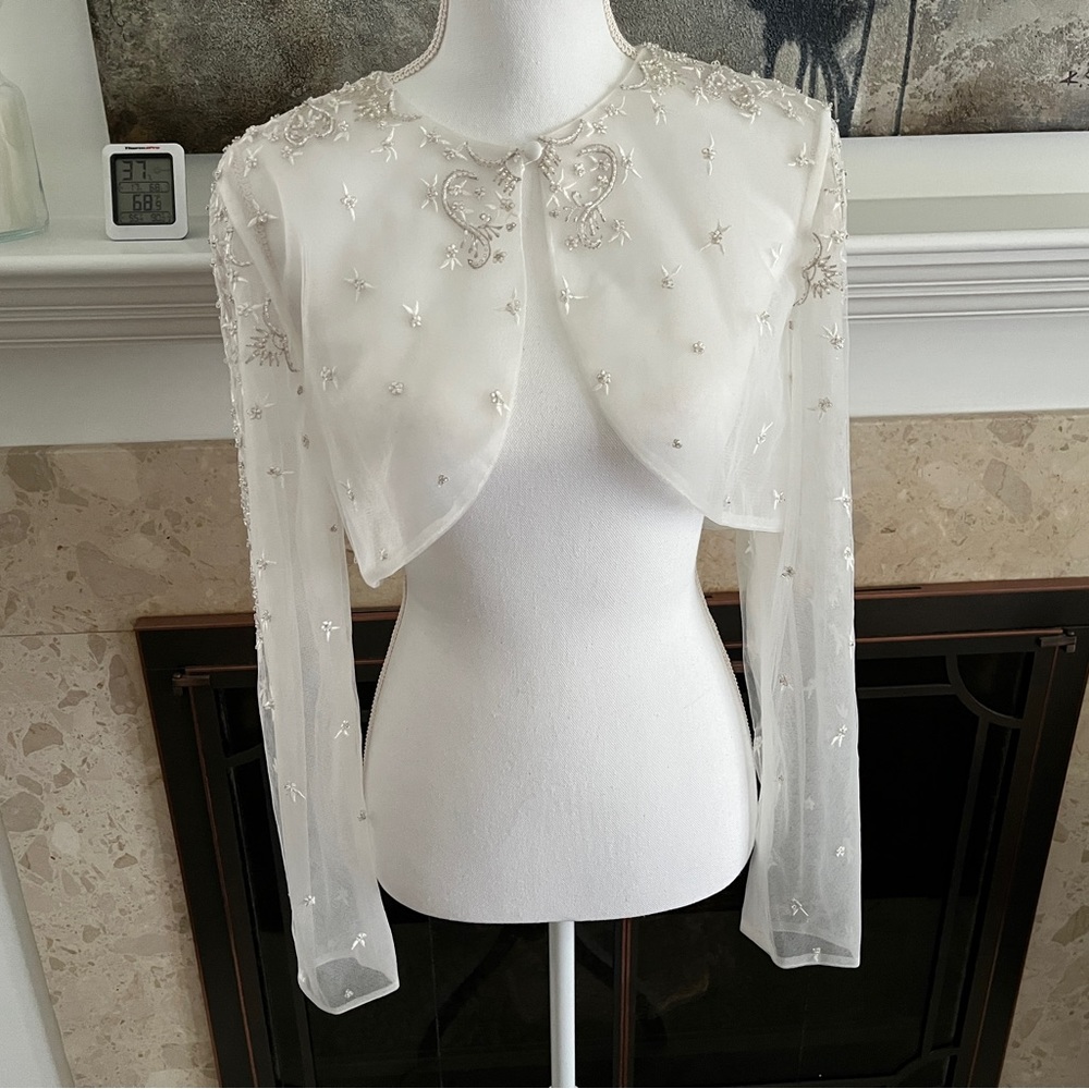 Christian Michele Cream Cape/Bolero w/Sequins